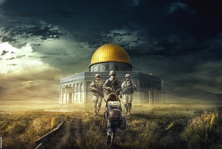 Palestine-al-aqsa-mosque-soldiers-girl-wallpaper